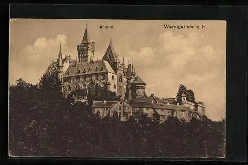 AK Wernigerode a. H., Blick zum Schloss