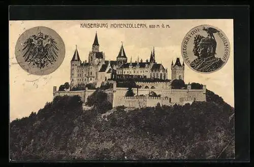 AK Zimmern, Kaiserburg Hohenzollern, Wilhelm II. und Friedrich I.