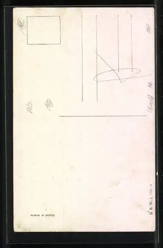 Künstler-AK Brüder Kohn (B.K.W.I) Nr. 738 /6: Abend im Prater, Flusspartie unter Schäfchenwolken