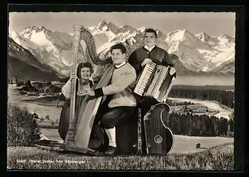 AK Musiker des Tiroler Jodler Trio Höpperger mit Instrumenten