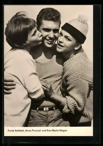 AK Schauspieler Frank Schöbel, Anna Prucnal und Eva-Maria Hagen