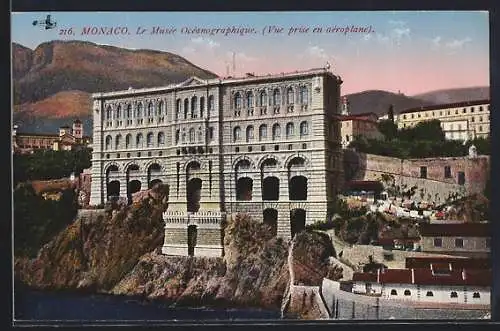 AK Monaco, Musée Océanographique, Vue prise en aeroplane