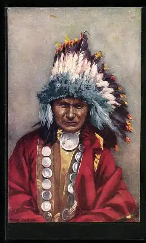 Künstler-AK Indianer, Chief Red Owl