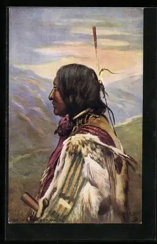 AK Not afraid of Pawnee, Indianer in den Bergen