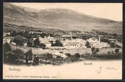 AK Trebinje, Castell mit Bergblick aus der Vogelschau