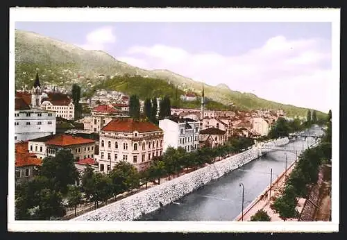 AK Sarajevo, Miljacka mit Umgebung