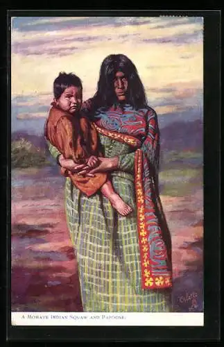 Künstler-AK A Mohave Indian Squaw and Papoose