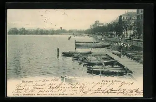 AK Hamburg-St.Georg, Partie an der Alster