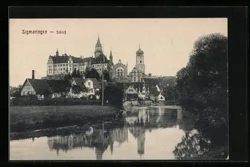 AK Sigmaringen, Ortsansicht mit dem Schloss