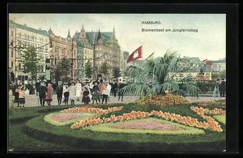 AK Hamburg-Neustadt, Blumenbeet am Jungfernstieg