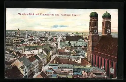 AK München-Au, Blick auf Frauenkirche und Kaufinger-Strasse