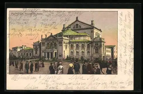 Lithographie München, Besucher am Prinzregenten-Theater