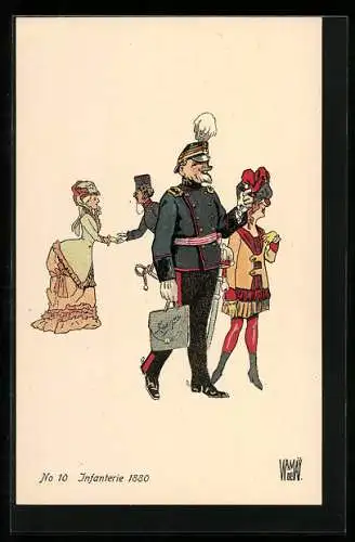 Künstler-AK sign. Wr. de May: Bern, Landes-Ausstellung 1914, Schweizer Infanterie-Soldat mit Fräulein, 1880