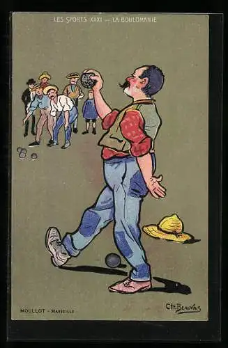 Künstler-AK sign. C. H. Beauvais: Männer beim Boule spielen