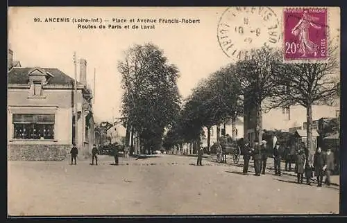 AK Ancenis, Place et Avenue Francis-Robert, Routes de Paris et de Laval