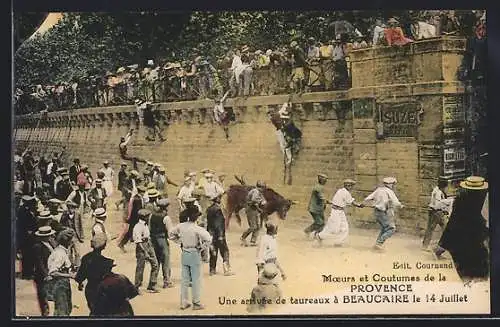 AK Beaucaire, Une arrivée de taureaux