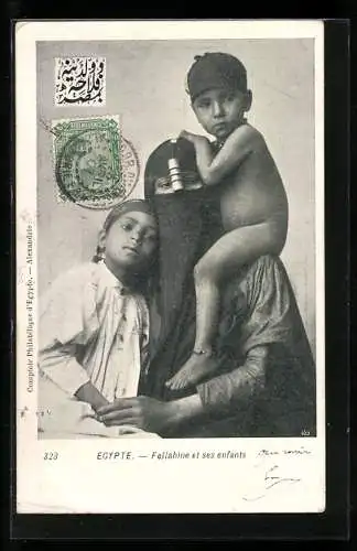 AK Egypte, Fellahine et ses enfants