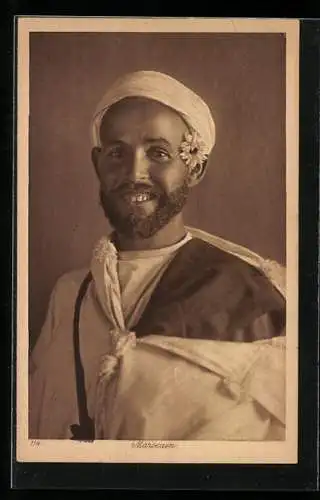 AK Lächelnder Marokkaner mit Turban