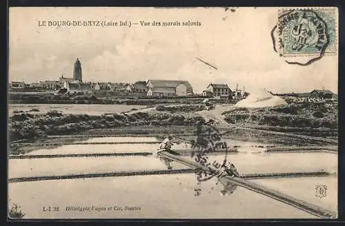 AK Le Bourg-de-Batz, Vue des marais salants