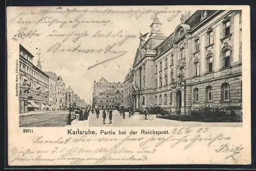 AK Karlsruhe, an der Reichspost