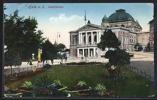 AK Halle a. S., Blick auf das Stadttheater