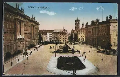 AK Berlin, Blick über den Schlossplatz mit Passanten