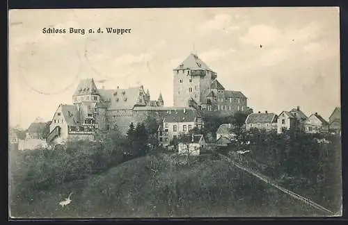 AK Burg / Wupper, Schloss Burg an der Wupper, Totalansicht