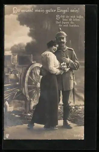 Foto-AK GL Co Nr. 7390 /4: Soldat in Uniform mit seiner Liebsten im Arm