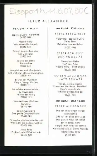 AK Musiker Peter Alexander, Portrait