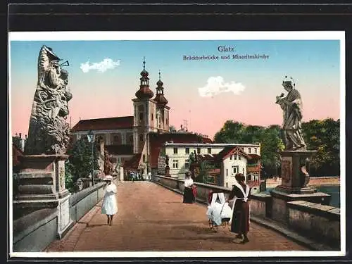 AK Glatz, Frauen auf der Brückentorbrücke