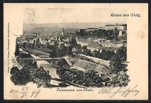 AK Glatz, Panorama mit Festung