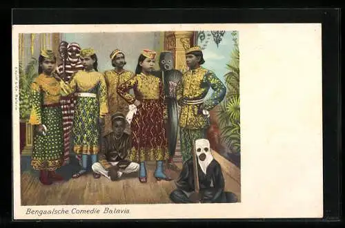 AK Indonesien, Bengaalsche Comedie Batavia, Kinder in Tracht bei einer Aufführung