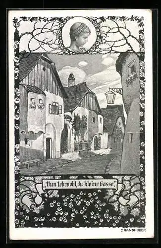 Künstler-AK sign. Otto Brandhuber: Blick in eine kleine Gasse