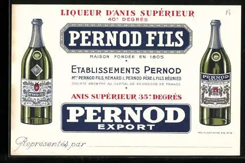 AK Pernod Fils, Pernod Export, Liqueur D`Anis Supériuer