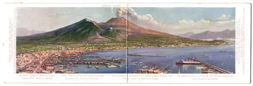 Künstler-Klapp-AK Naples, Mount Vesuvius and Railway