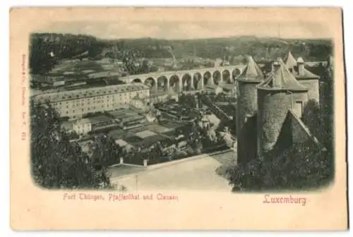 Relief-AK Luxemburg, Fort Thüngen Pfaffenthal und Clausen