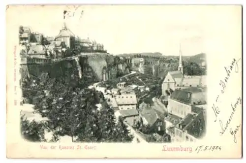 Relief-AK Luxemburg, Blick von der Kaserne St. Esprit