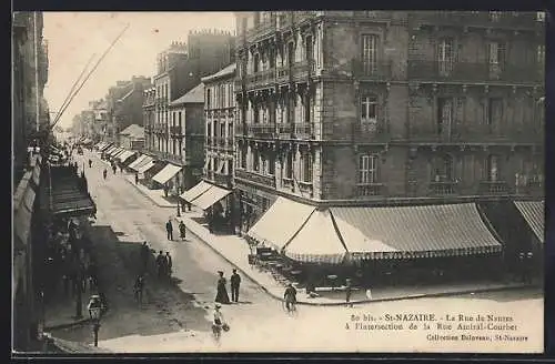 AK Saint-Nazaire, La Rue de Nantes à l`intersection de la Rue Amiral-Courbet