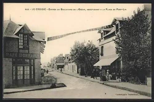 AK Le Croisic, Entrée du Boulevard de l`Océan aboutissant à la Plage de Port-Lin