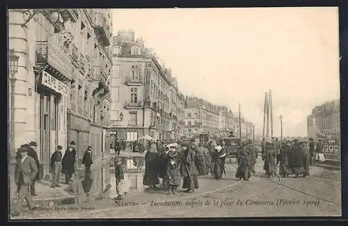 AK Nantes, Inondations auprès de la place du Commerce, Février 1904