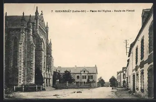 AK Guenrouët, Place de l`Église et Route de Plessé