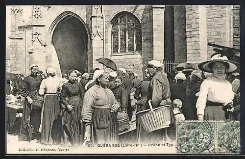 AK Guérande, Scène et types devant l`église