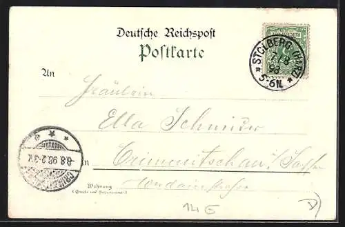 Lithographie Stolberg / Harz, Gasthaus & Pension Josephshöhe