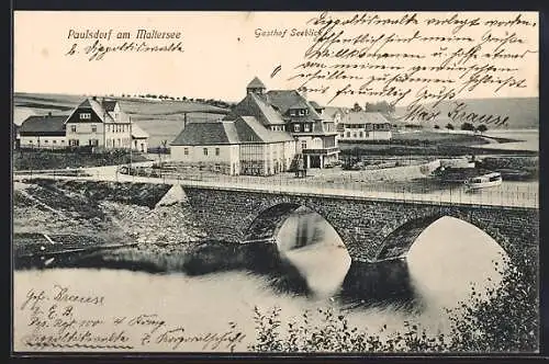 AK Paulsdorf / Maltersee, Gasthof Seeblick mit Brücke