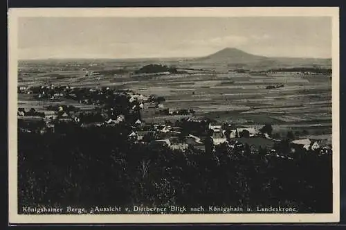 AK Königshain / Görlitz, Königshainer Berge, Aussicht v. Dittberner Blick nach dem Ort und Landeskrone