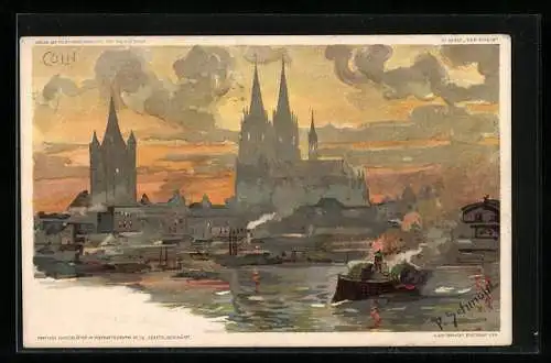 Künstler-AK P. Schmohl: Köln, Dom im Abendlicht