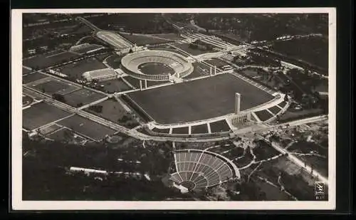 AK Berlin, Luftbild des Reichssportfeldes, Olmypia 1936, Olympia-Stadion