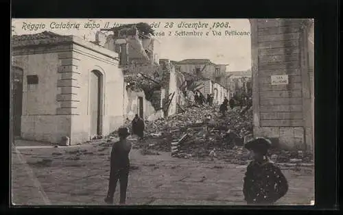 AK Reggio Calabria, dopo il terremoto del 28 dicembre 1908, Scesa 2 Settembre e Via Pellicano, Erdbeben