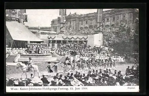 AK Wien, Kaiser-Jubliläums- Hulidigungs- Festzug am 12. Juni 1908, Fahnenträger