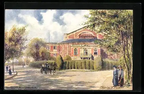 Künstler-AK Charles F. Flower: Bayreuth, Blick zum Festspielhaus